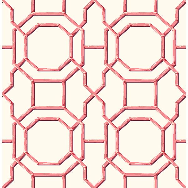 Picture of Summer Coral Trellis Wallpaper