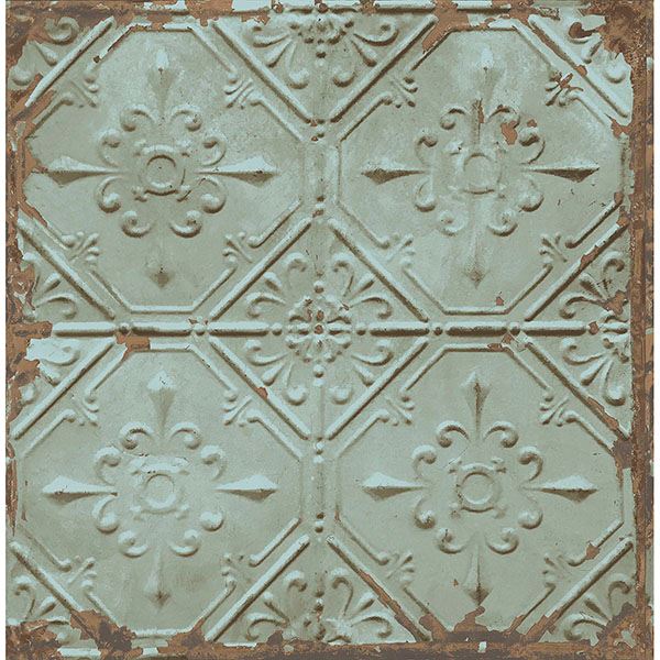 Brewster Wallcovering-Artisan Turquoise Tin Ceiling Wallpaper