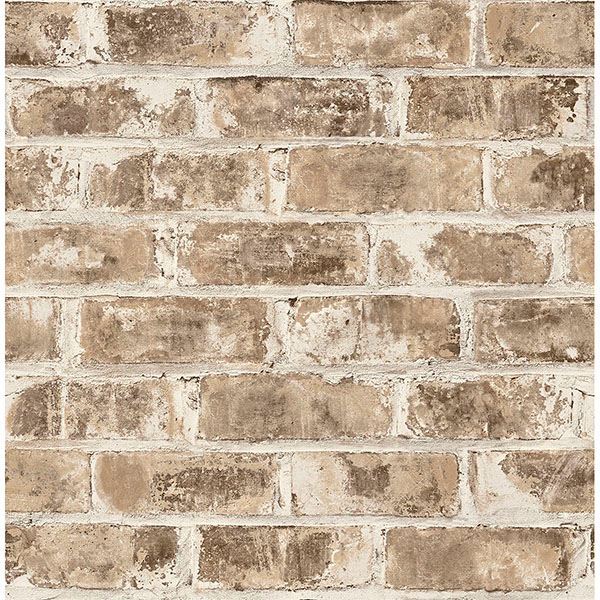 Jomax Neutral Warehouse Brick Wallpaper  | Brewster Wallcovering