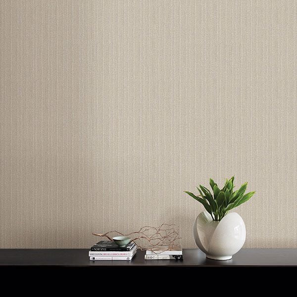 Kinsley Beige Textured Stripe Wallpaper  | Brewster Wallcovering