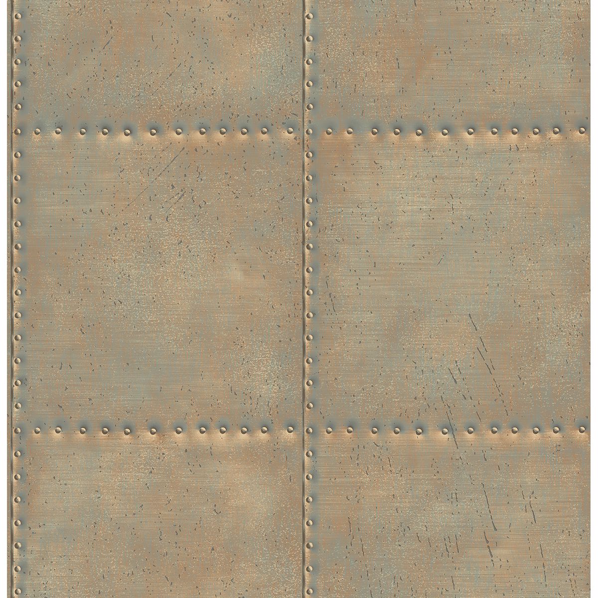 Brewster Wallcovering-Sheet Metal Turquoise Rivets