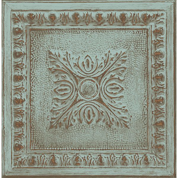 Picture of Hazley Turquoise Ornamental Tin Tile Wallpaper