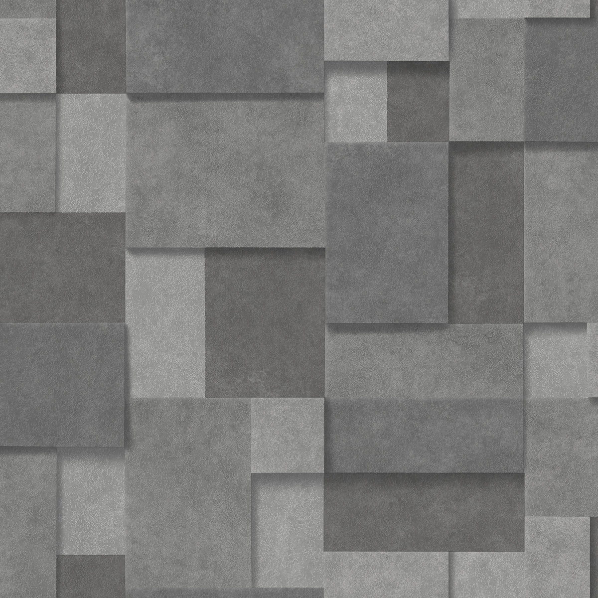 Picture of Duchamp Dark Grey Patchwork Metallic Wallpaper