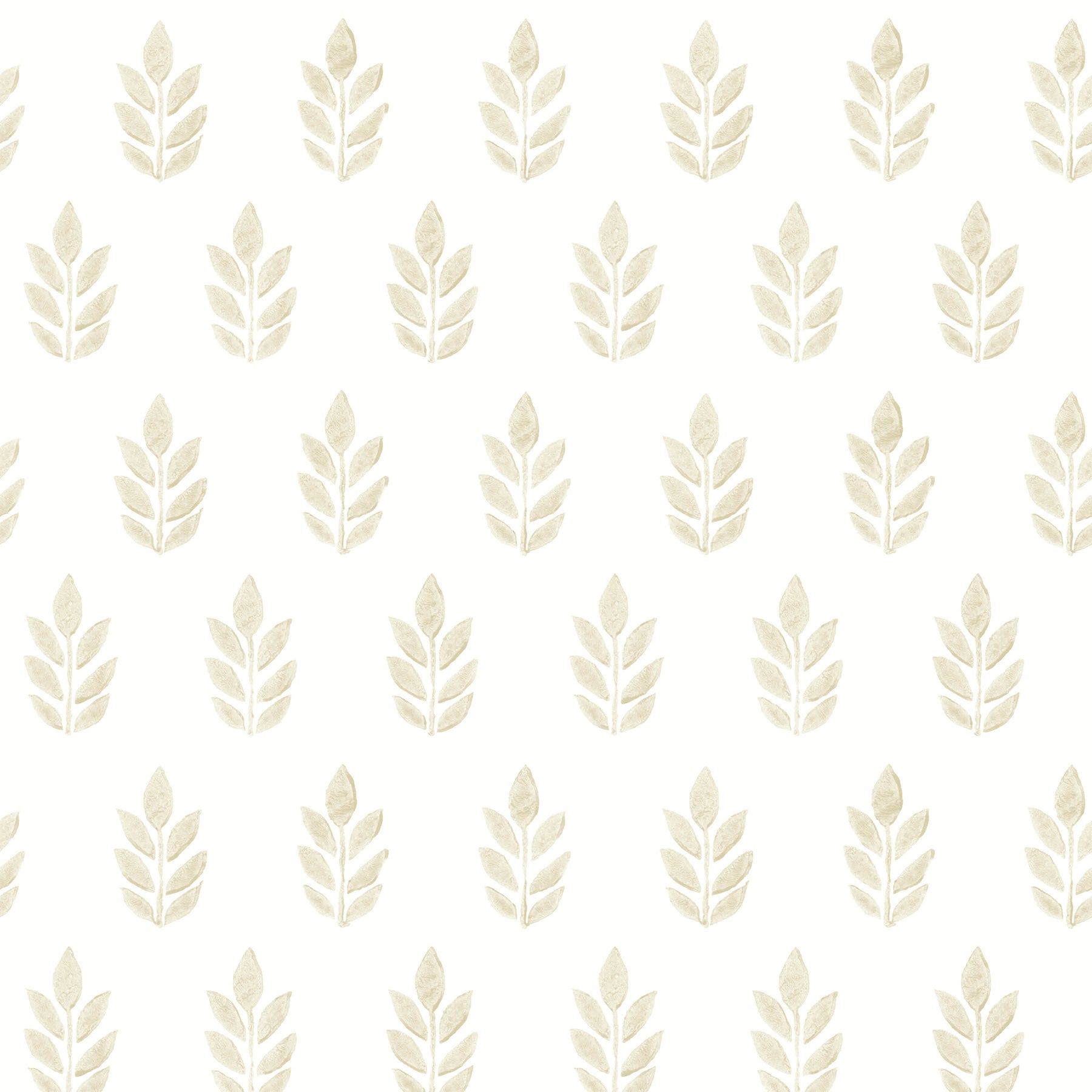 Brewster Wallcovering-Ervic Neutral Leaf Block Print Wallpaper