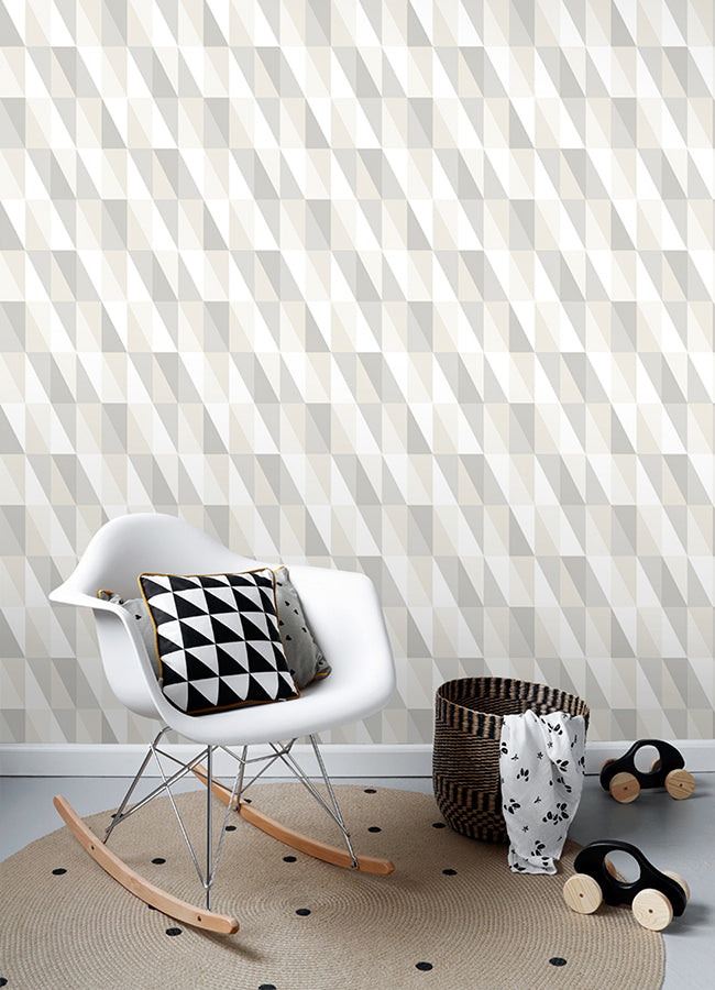 Inez Neutral Geometric Wallpaper  | Brewster Wallcovering