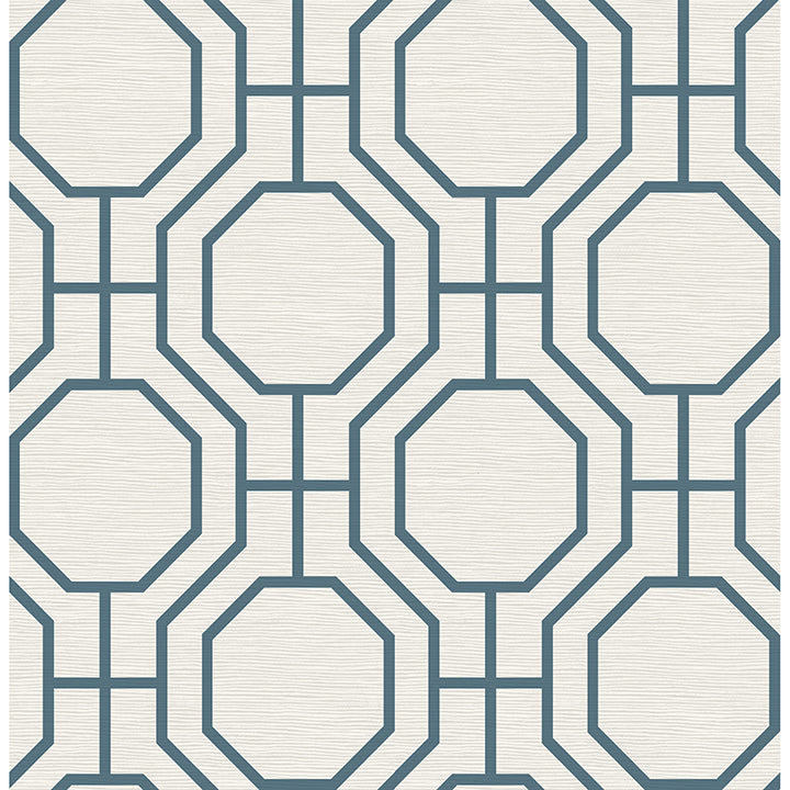 Picture of Manor Blue Geometric Trellis Wallpaper