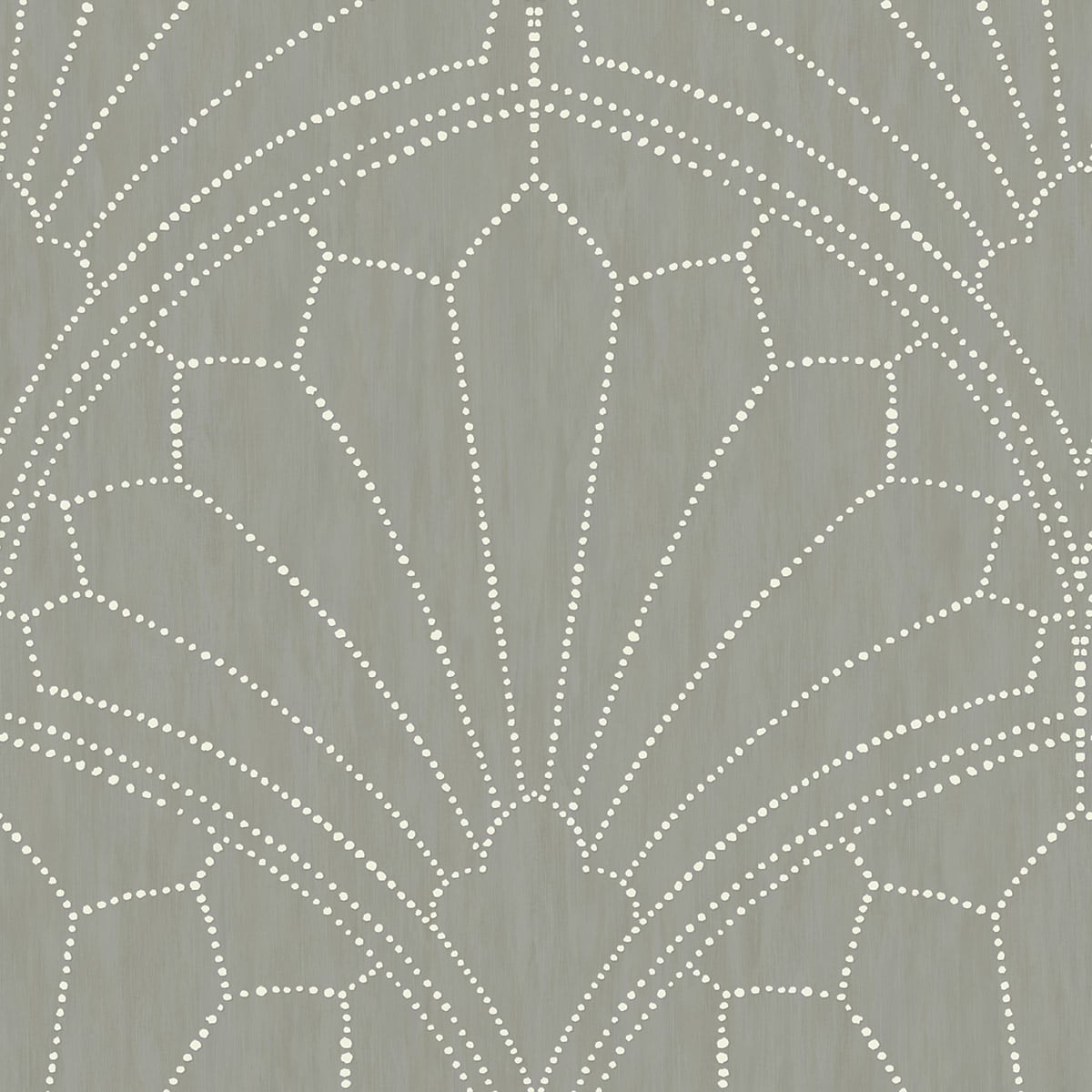 Seabrook Designs RY31515 Boho Rhapsody Scallop Medallion  Wallpaper Cinder Gray and Ivory