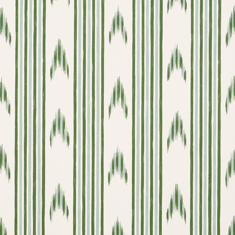 Schumacher Wallpaper 5009224 Santa Barbara Ikat Leaf Green