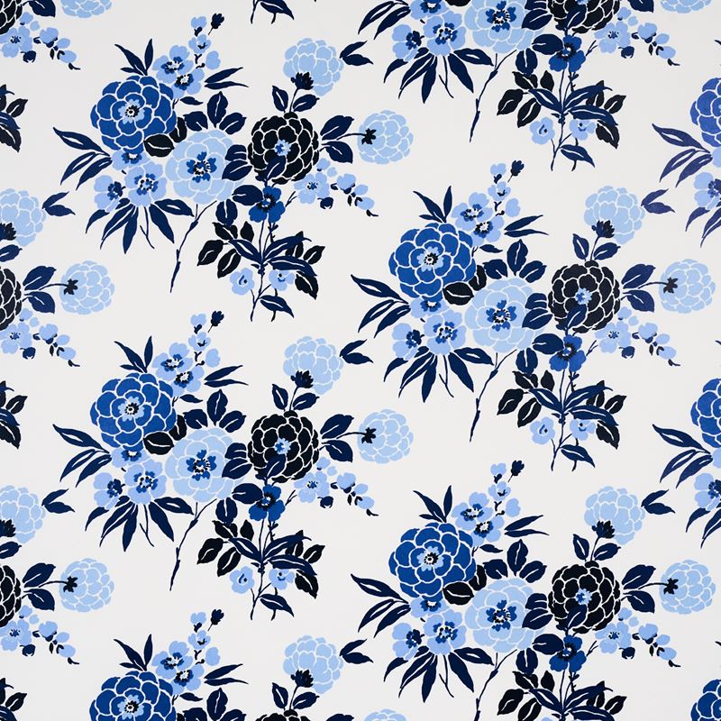 Schumacher Wallpaper 5013130 Valentina Floral Blues