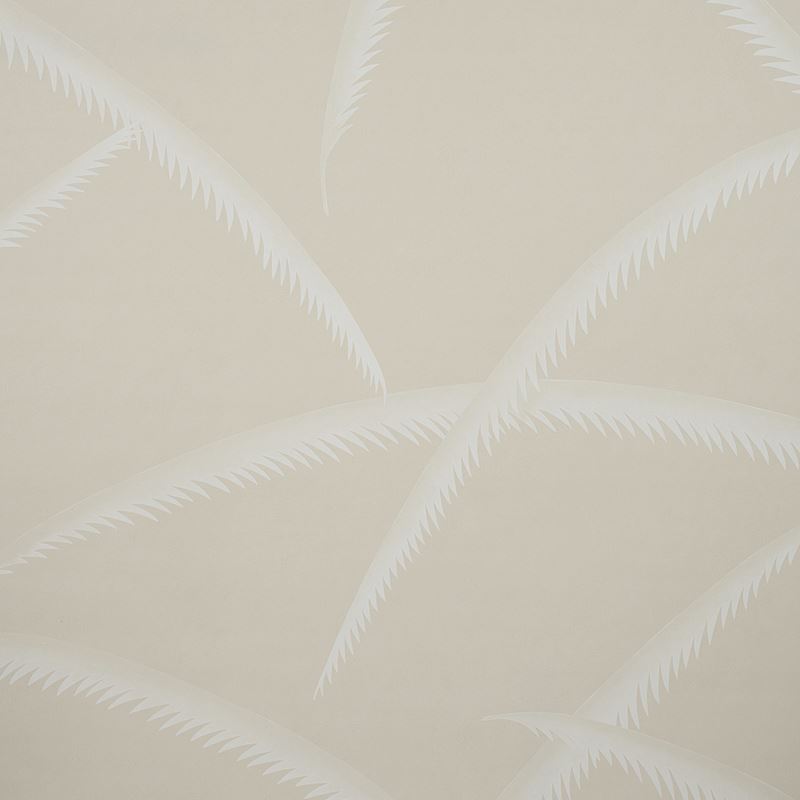 Schumacher Wallpaper 5013303 Deco Palms Ivory On Natural