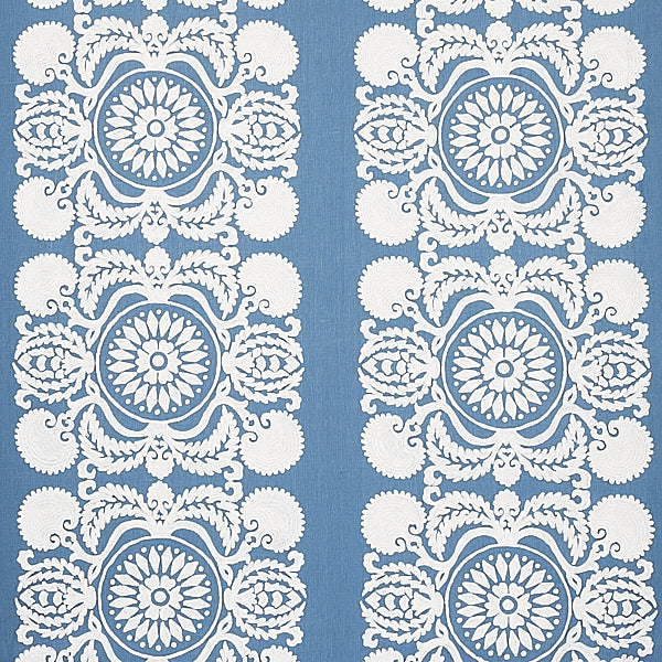Schumacher Fabric 70262 Castanet Embroidery Chambray