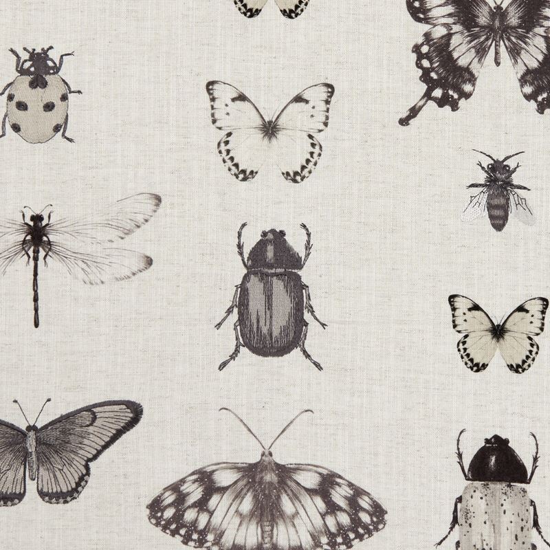 Clarke and Clarke Fabric F1093-2 Papilio Charcoal/Linen