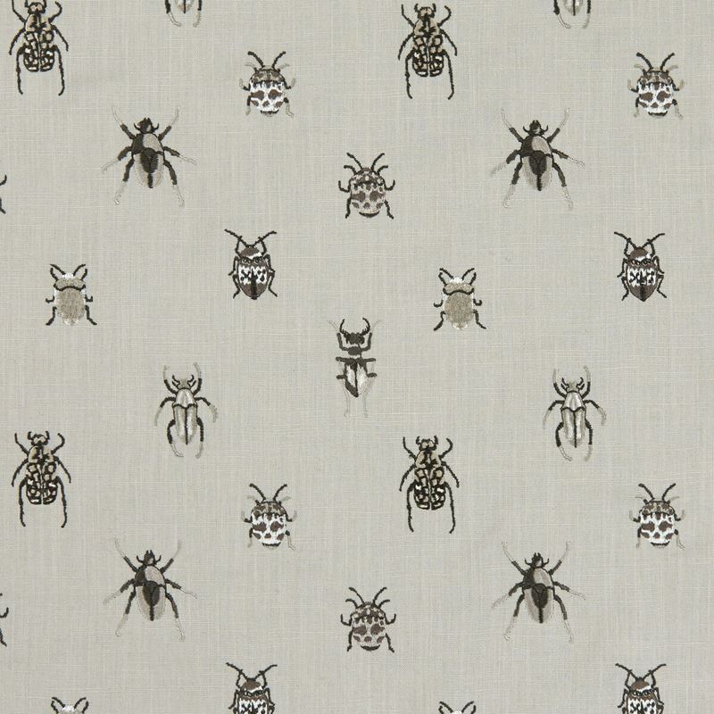 Clarke and Clarke Fabric F1095-1 Beetle Charcoal/Natural