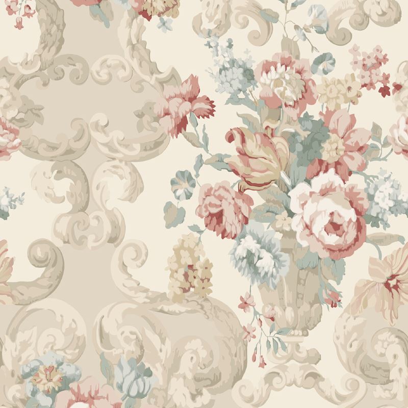 Mulberry Wallpaper FG103.R114 Floral Rococo Lovat/Red
