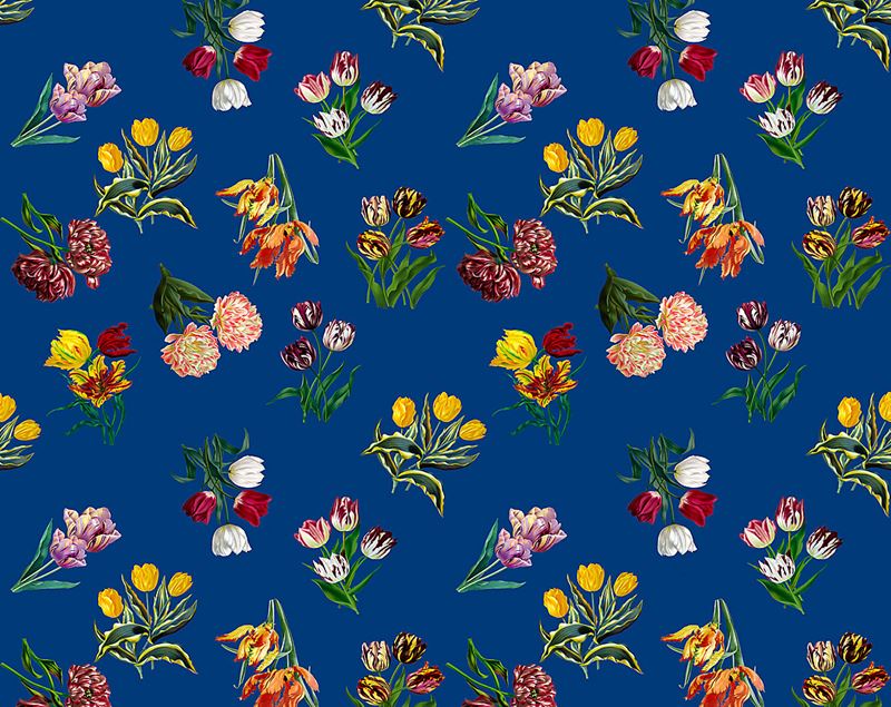 Scalamandre Fabric N4 0002ETUD Etudes De Fleurs Blue