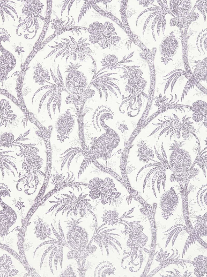 Scalamandre Fabric SC 000216575 Balinese Peacock Linen Print Lavender